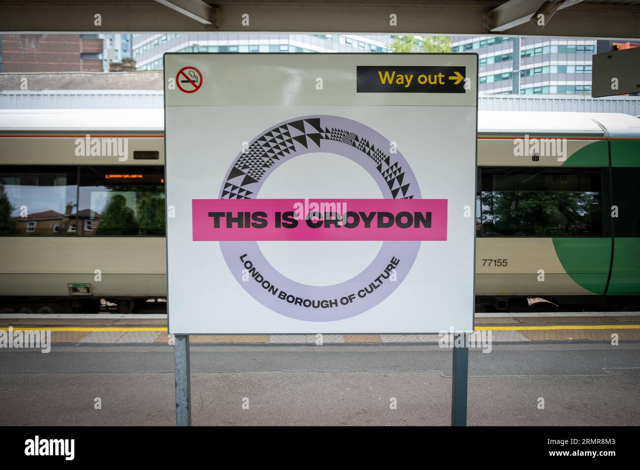 CROYDON, LONDON AUGUST 29, 2023 West Croydon railway station sign