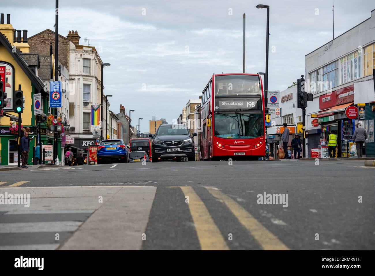 CROYDON, LONDON- AUGUST 29, 2023: London Road high street scene in Croydon, south London Stock Photo