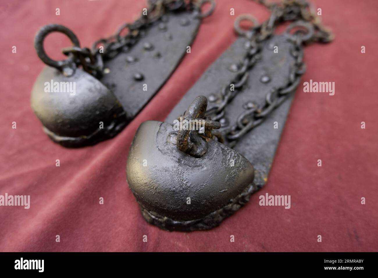 Detail of medieval torture instruments of the inquisition, history Stock Photo
