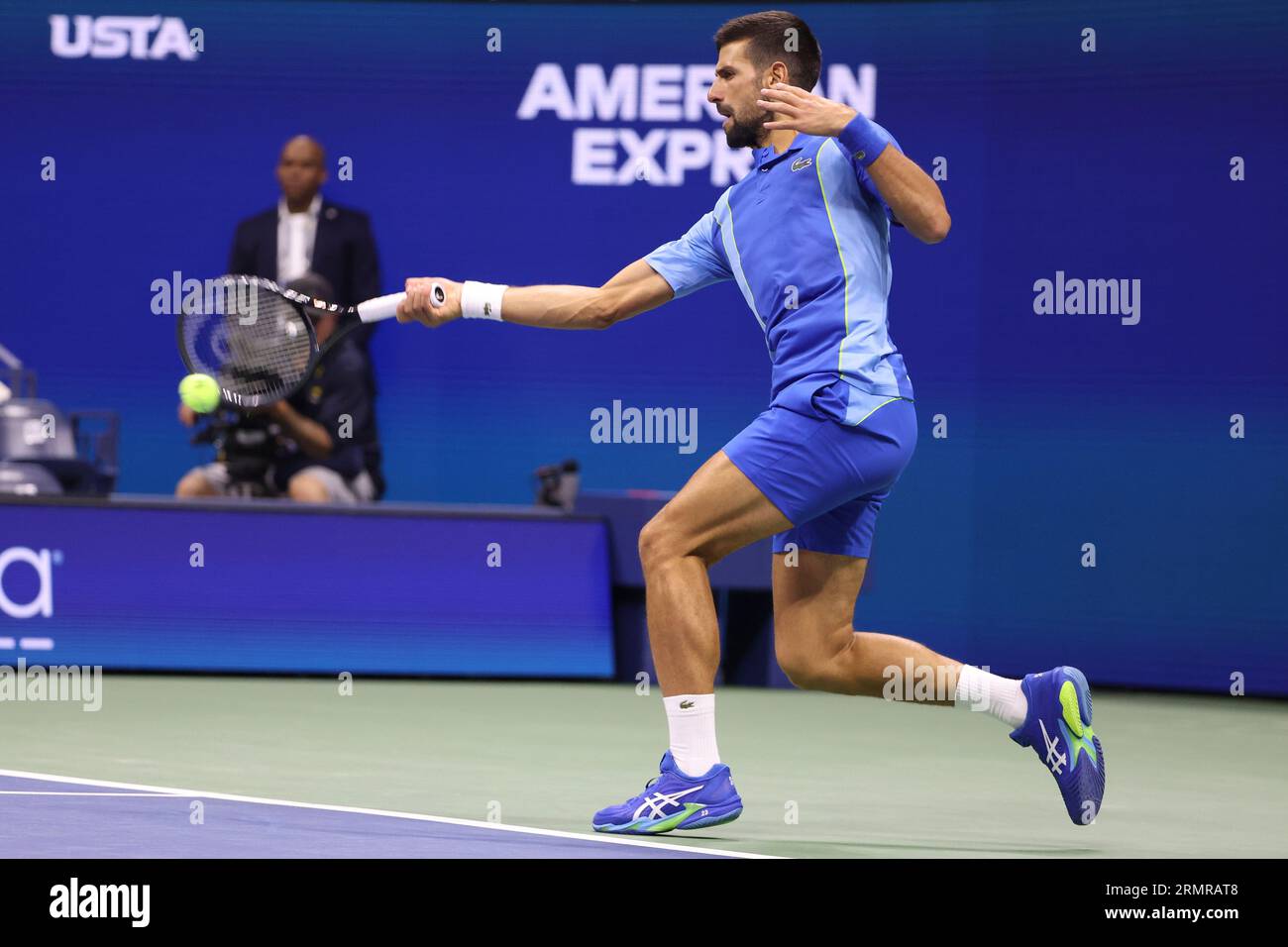 New York, Etats Unis. 28th Aug, 2023. Novak Djokovic of Serbia during day 1  of the 2023 US Open Tennis Championships, Grand Slam tennis tournament on  August 28, 2023 at USTA Billie