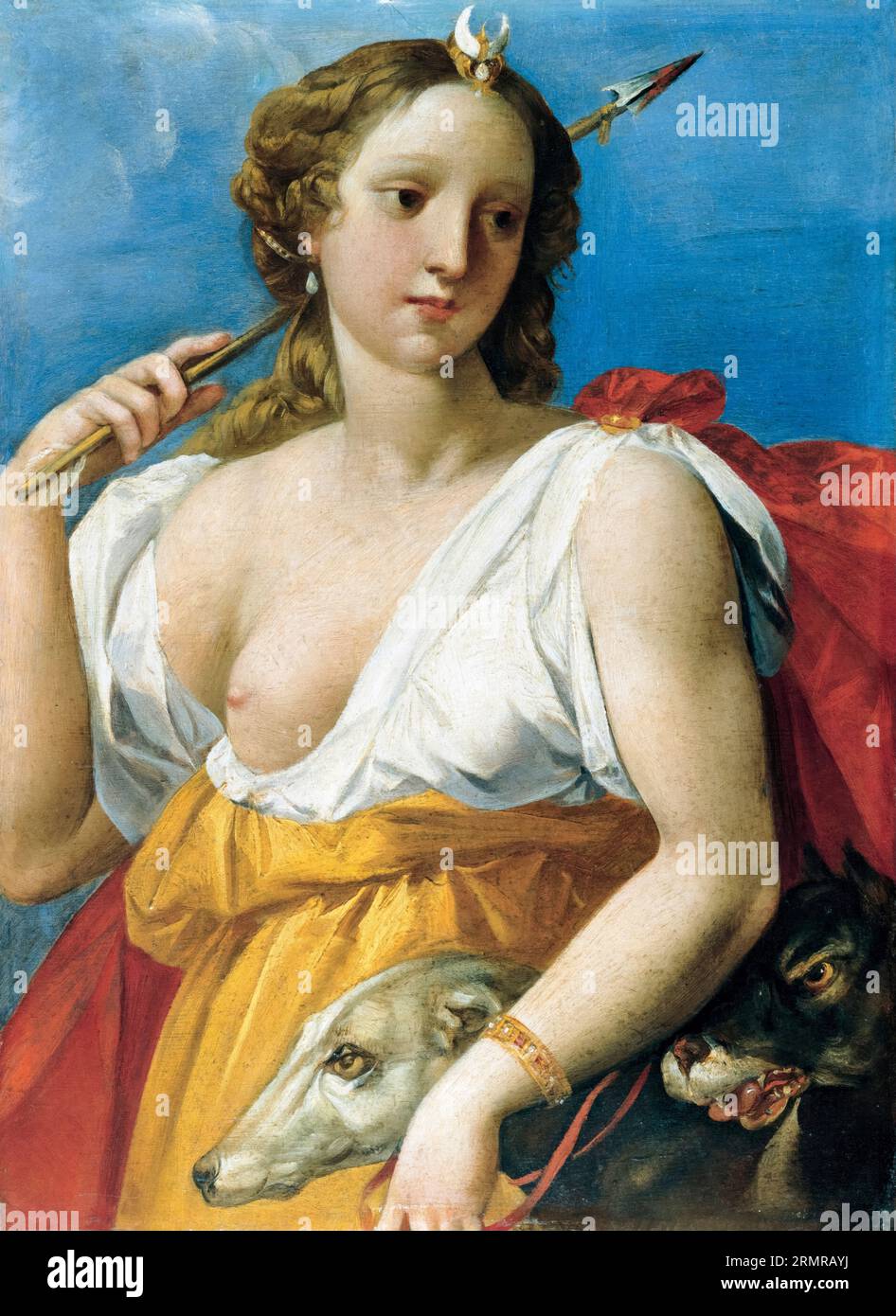 Giuseppe Cesari, Diane the Huntress (Diana), painting in oil on wood, 1601-1603 Stock Photo
