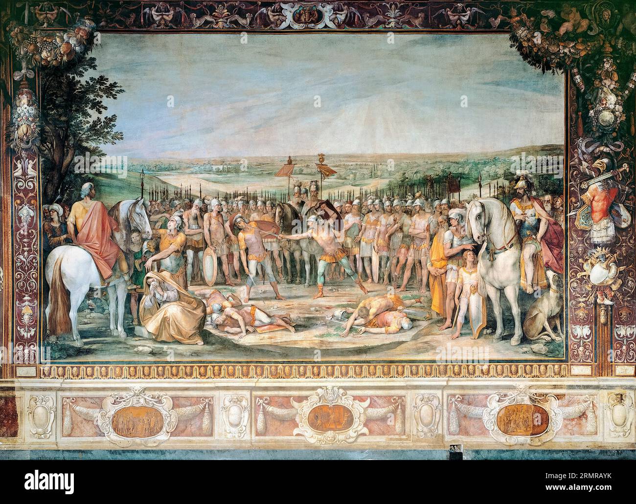 Giuseppe Cesari, Combat of the Horatii and the Curiatii, fresco painting, 1612-1613 Stock Photo