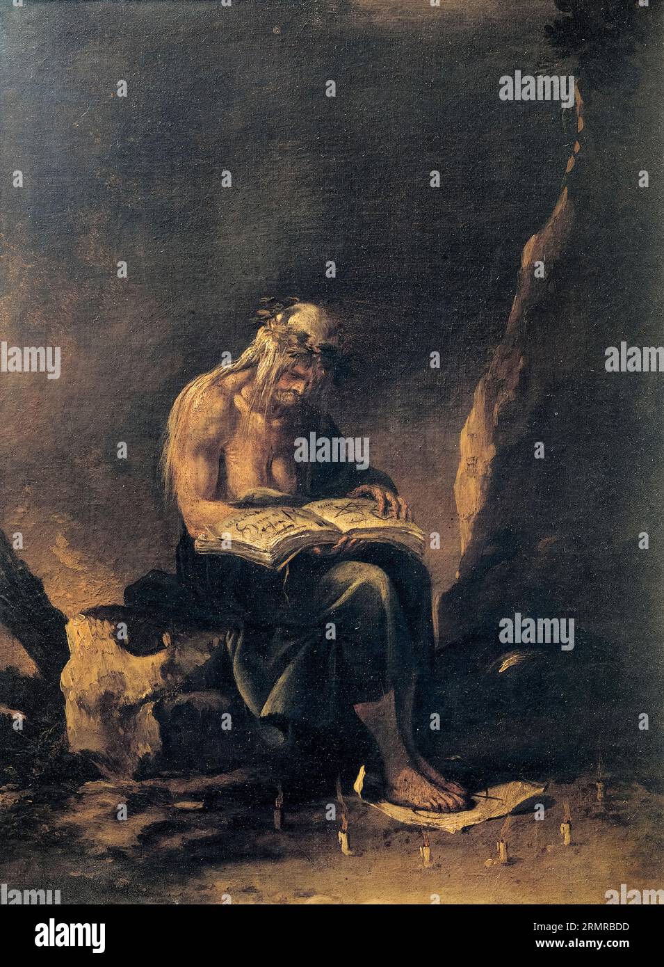 Salvator Rosa, A Witch, painting in oil on canvas, 1646 Stock Photo