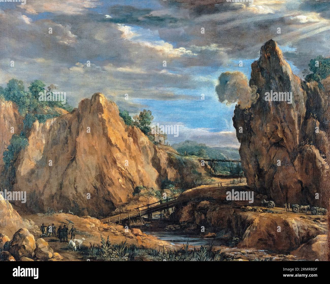 Pietro da Cortona, The allume mines of Tolfa, landscape painting in oil on canvas, 1630-1640 Stock Photo