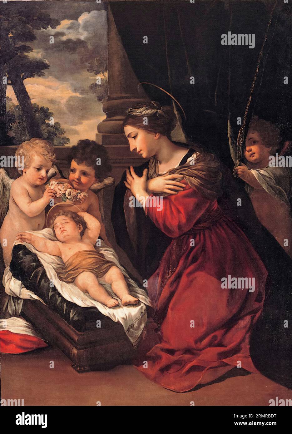 Pietro da Cortona, Madonna with the Child and angels, painting in oil on canvas, 1625 Stock Photo