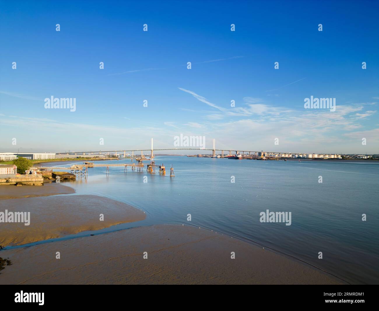 aerial view of greenhithe village on the banks of the river thames in Kent looking towards the