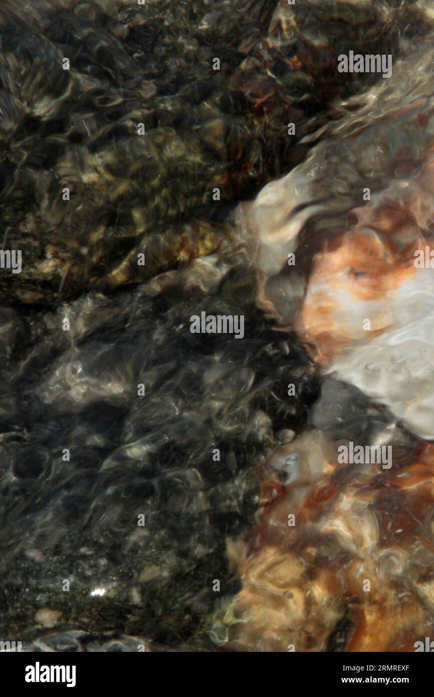 White; grey and reddish brown rocks underwater Stock Photo