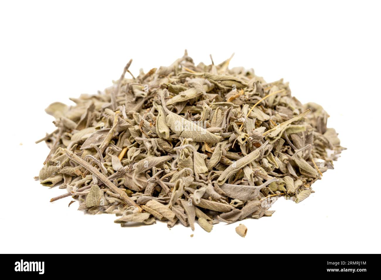 Dry Sage leaves. Dried salvia or sage leaves isolated on white