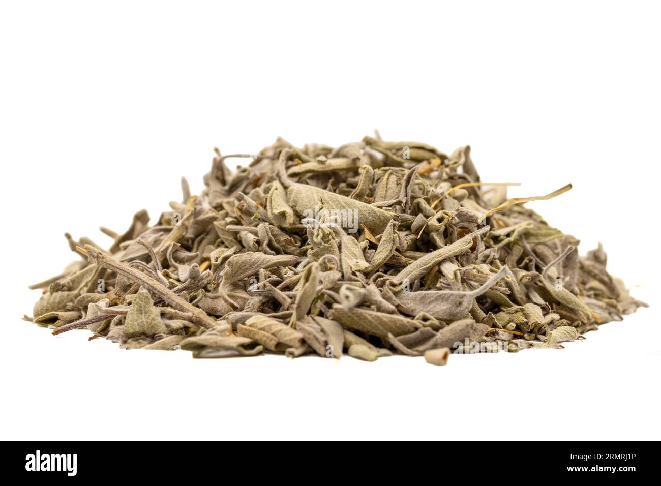 Dry Sage leaves. Dried salvia or sage leaves isolated on white