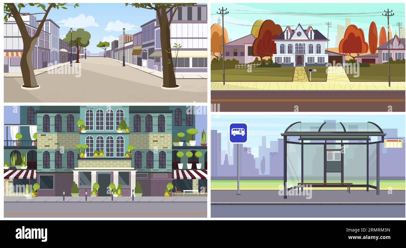 City infrastructure flat vector illustration set Stock Vector Image ...