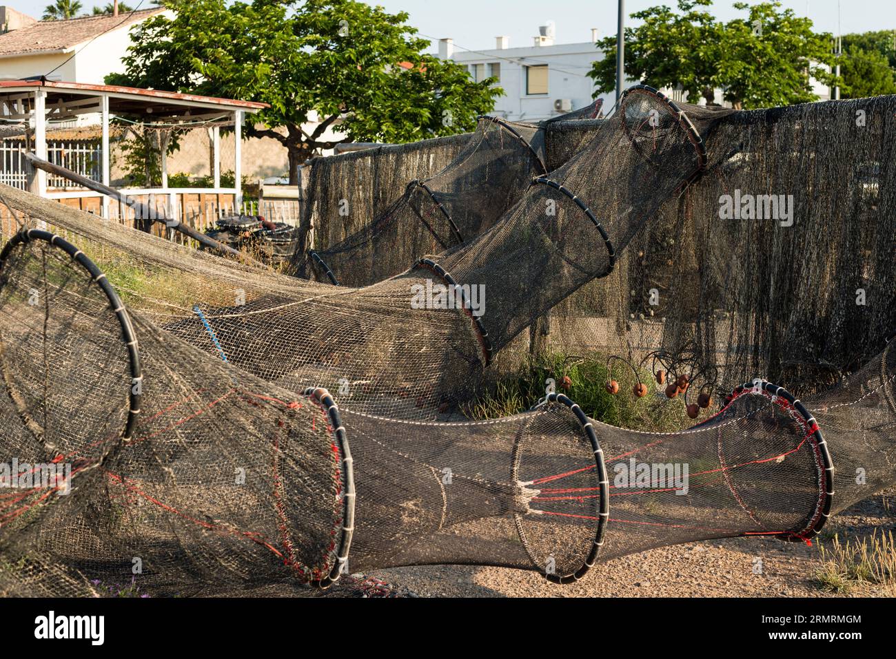 Fishing nets stored for use, Meze, Herault, Occitanie, France Stock Photo