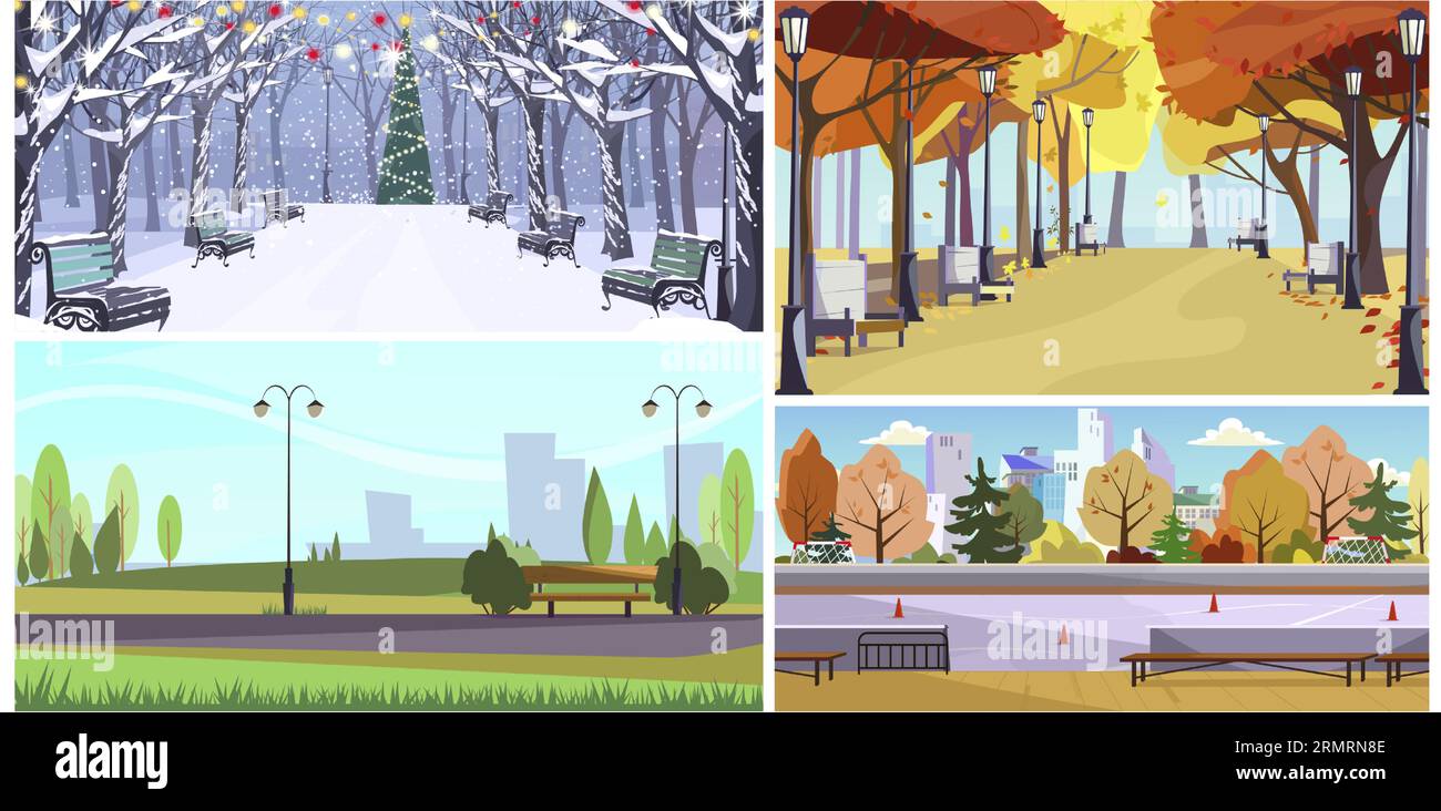 City parks flat vector illustration set Stock Vector Image & Art - Alamy