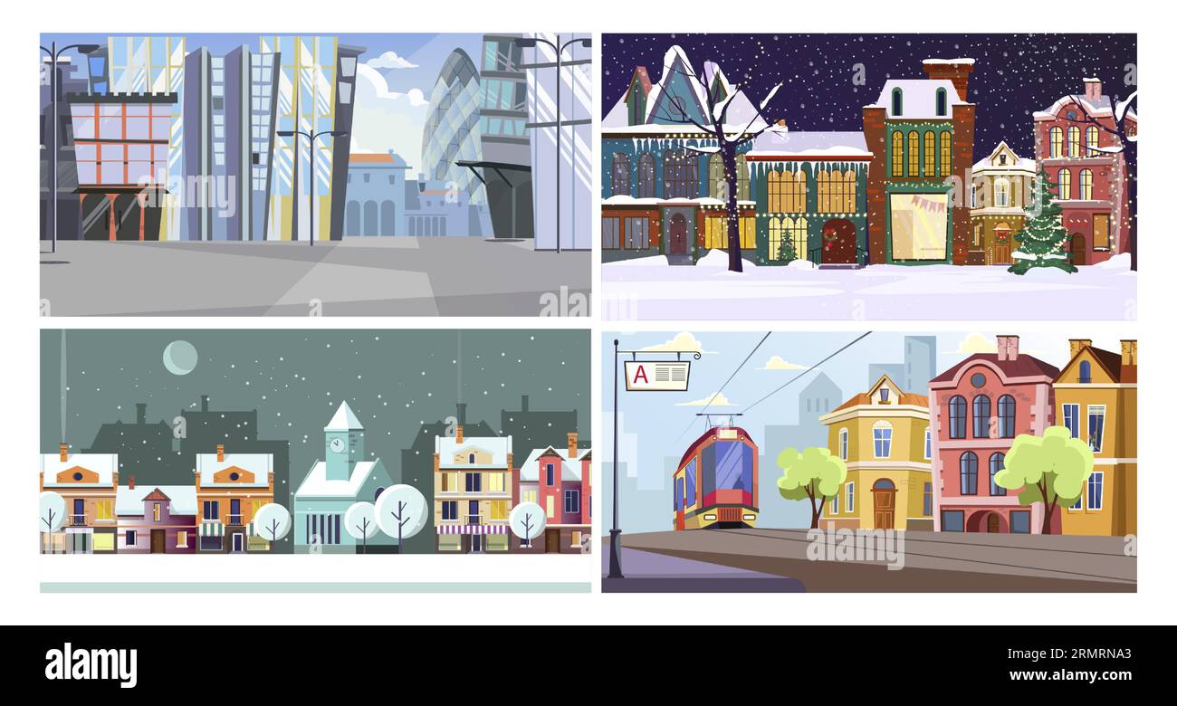 City streets flat vector illustration set Stock Vector Image & Art - Alamy