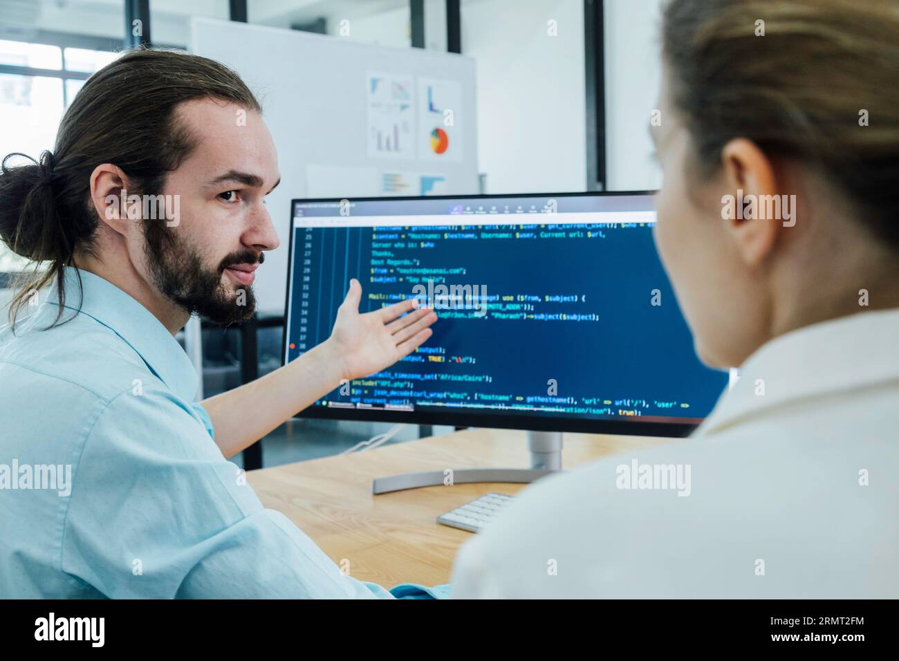 Professional development programers programming game software or developing code for shopping online financial data security system network working at Stock Photo