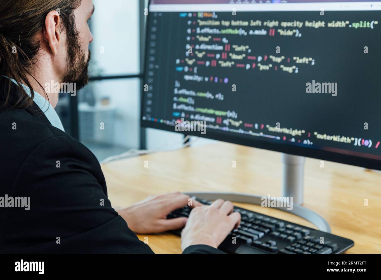 Professional development programer programming game software or developing code for shopping online financial data security system network working at Stock Photo