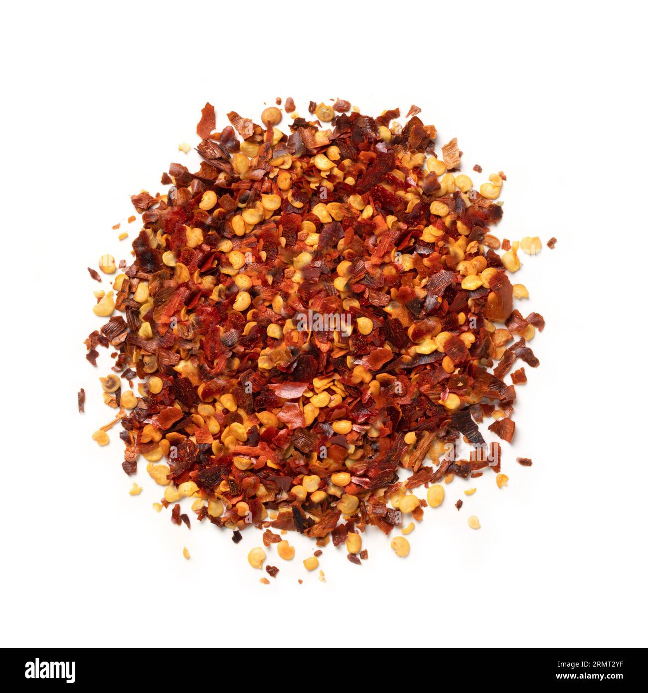 Dried Red Chilli Flakes Pile of Crushed Red Pepper with Seeds, Raw
