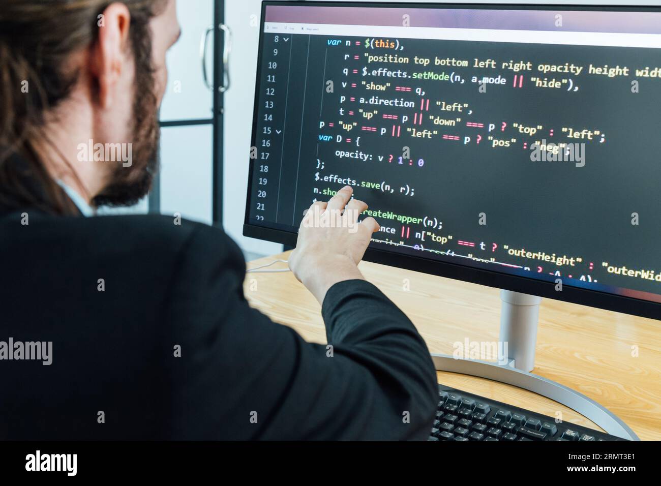 Professional development programer programming game software or developing code for shopping online financial data security system network working at Stock Photo