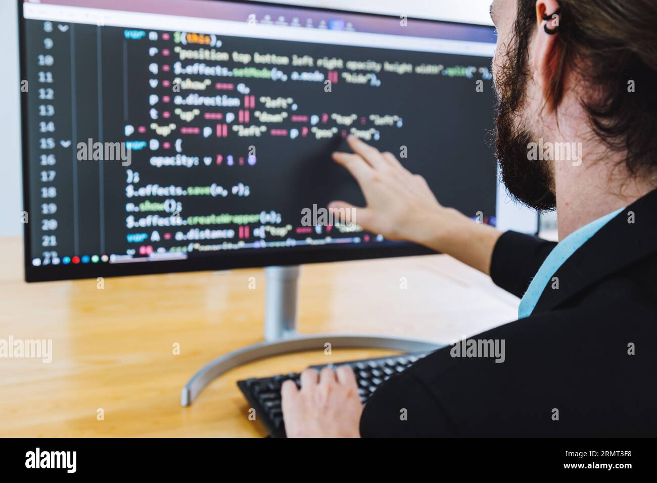 Professional development programer programming game software or developing code for shopping online financial data security system network working at Stock Photo