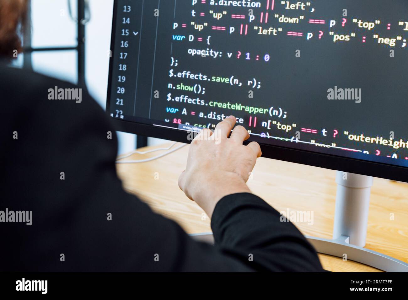 Professional development programer programming game software or developing code for shopping online financial data security system network working at Stock Photo