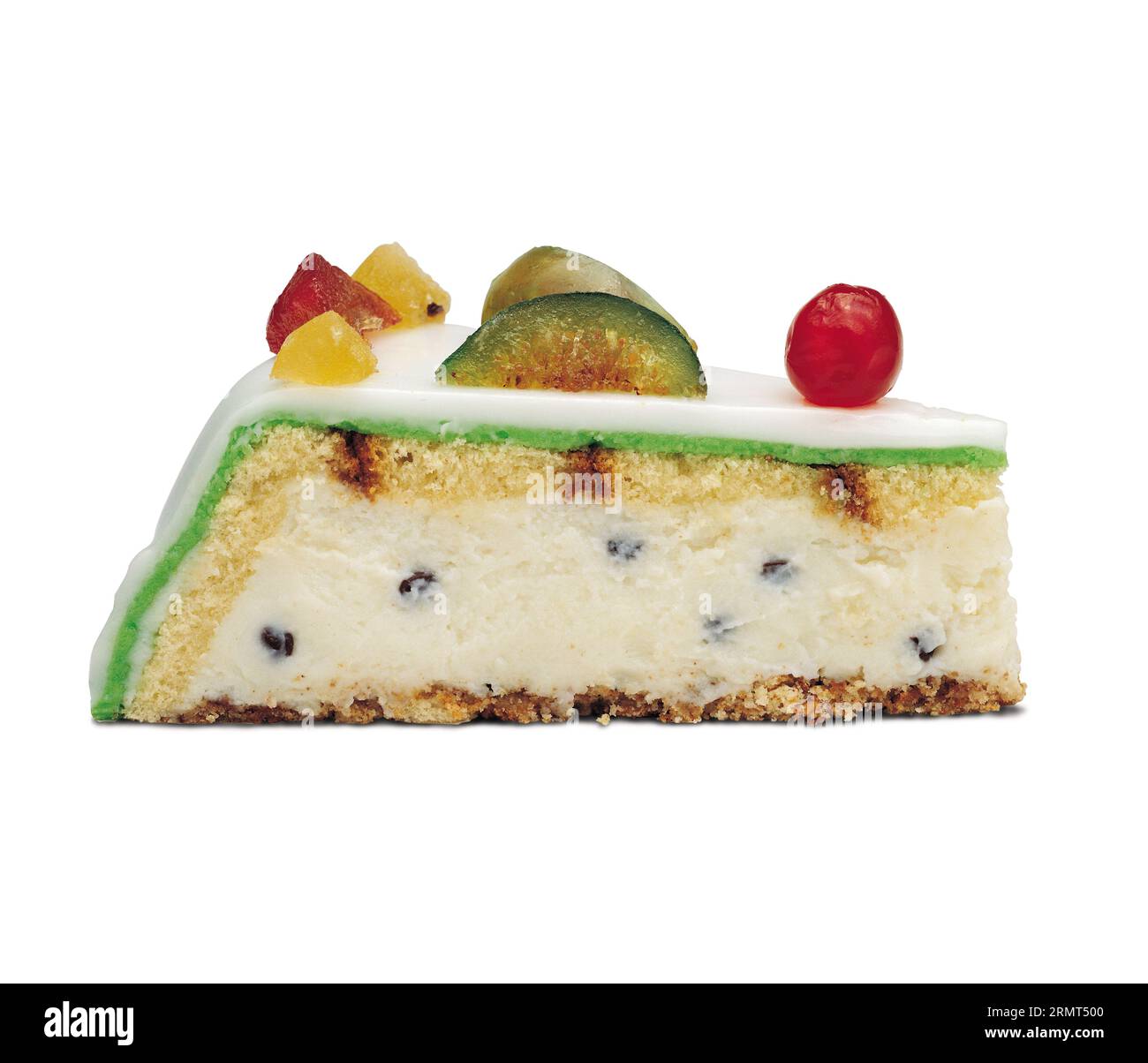 Slice of Sicilian Cake "Cassata Siciliana" Traditional Glazed