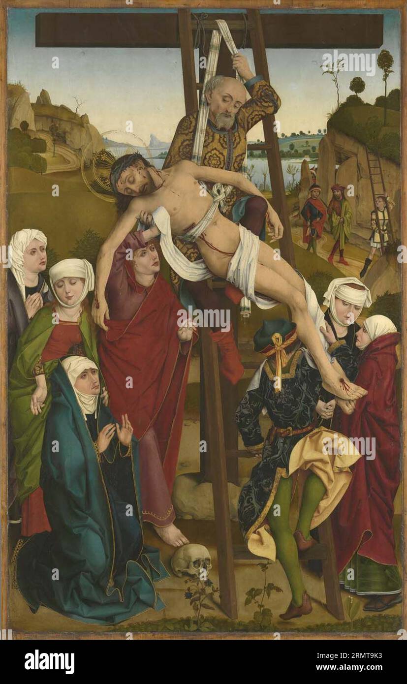 Hofer Altar: Kreuzabnahme Christi (Rückseite: Geburt Christi) 1465 by Hans Pleydenwurff Stock Photo