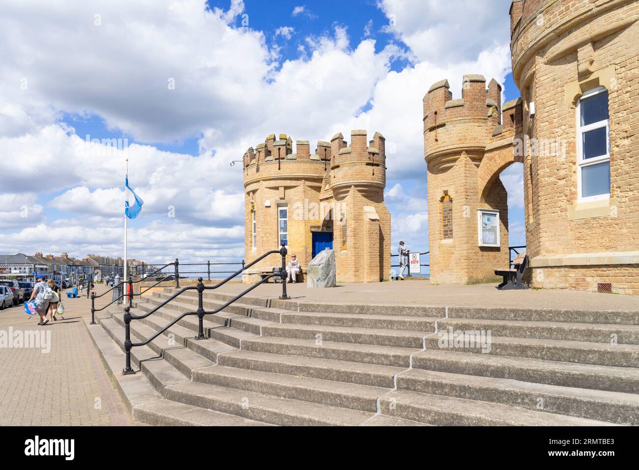 Withernsea Pier towers and Withernsea Promenade and remains of the Pier