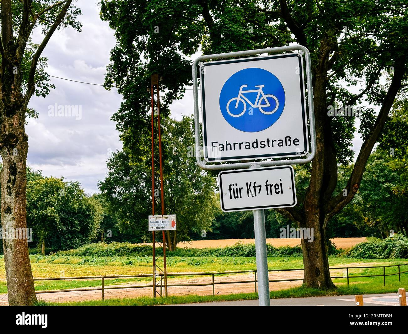 Bike lane sign on the countryside road in Germany Stock Photo - Alamy