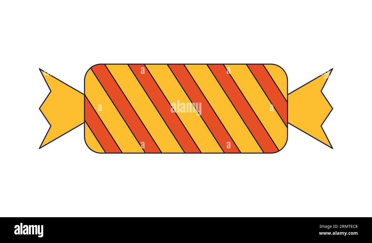 Chocolate candy in wrapped paper flat line color isolated vector object Stock Vector