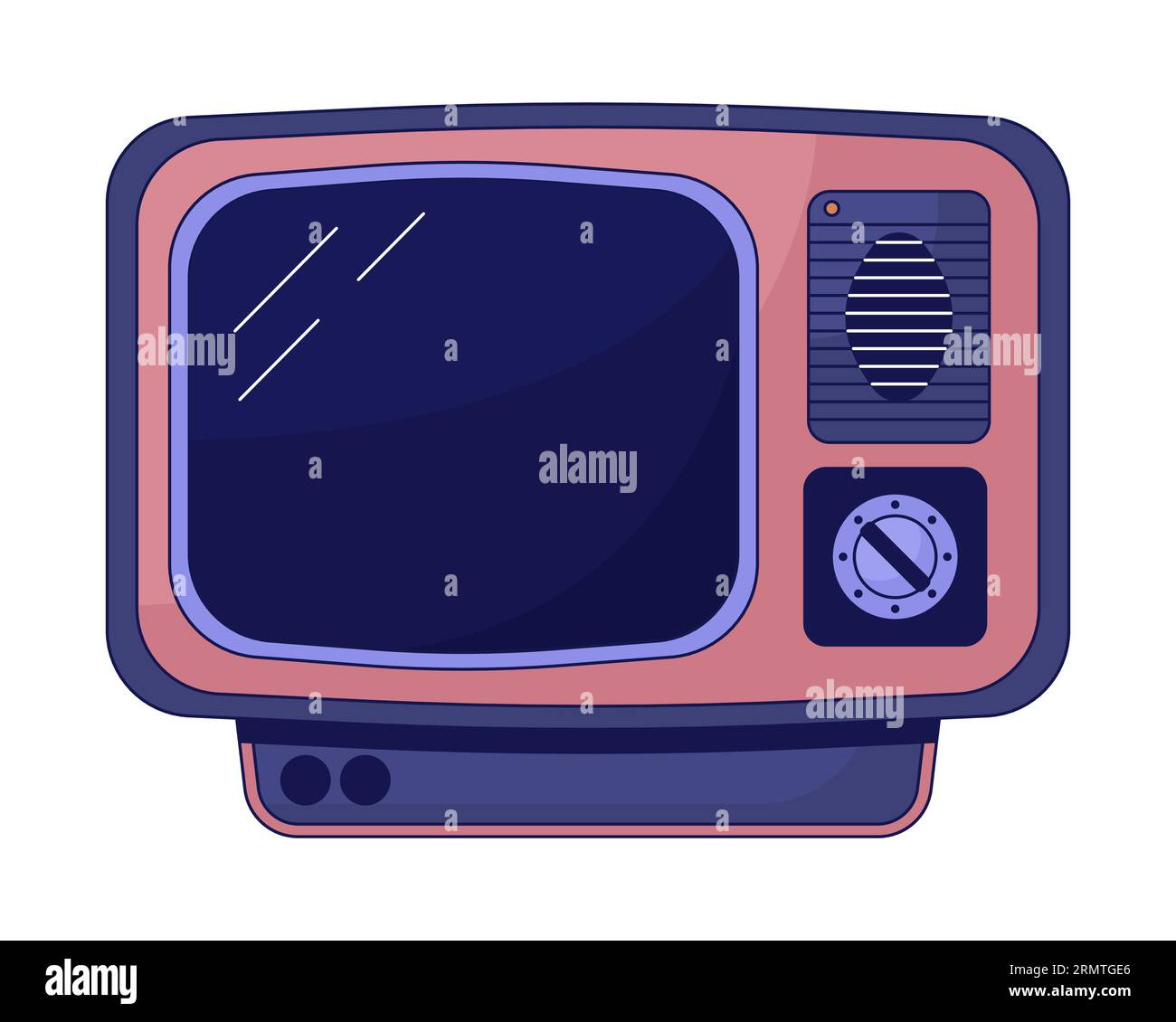 Vintage television flat line color isolated vector object Stock Vector