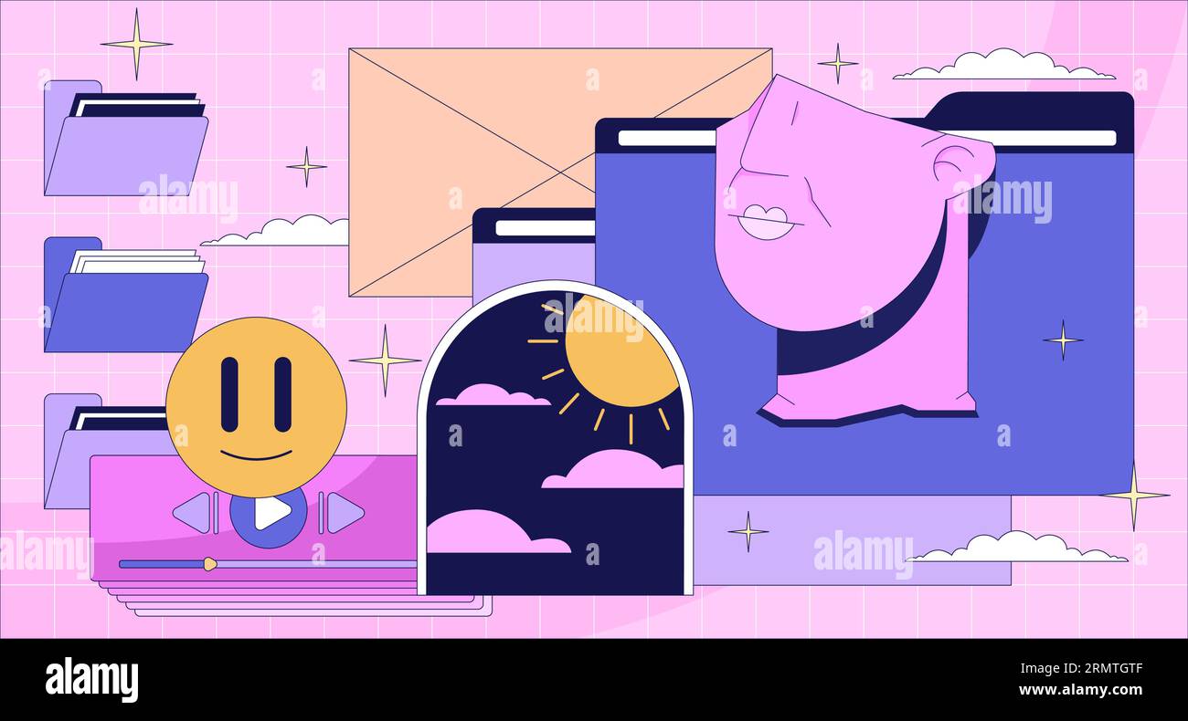 Download Cartoon Characters Pink Cyber Y2K Aesthetic Wallpaper