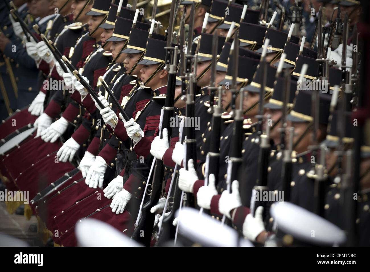 Cadets of the Military College take part in the ceremony to commemorate the 167th Anniversary of the Heroic Deed of the Heroic Children of Chapultepec, at Chapultepec Forest, in Mexico City, capital of Mexico, on Sept. 13, 2014. On Sept. 13, 1847, the Hero children died defending the Chapultepec Castle during the Battle of Chapultepec of the Mexican-American War. ) MEXICO-MEXICO CITY-HEROIC CHILDREN-ANNIVERSARY AlejandroxAyala PUBLICATIONxNOTxINxCHN   Cadets of The Military College Take Part in The Ceremony to commemorate The  Anniversary of The heroic deed of The heroic Children of Chapultepe Stock Photo