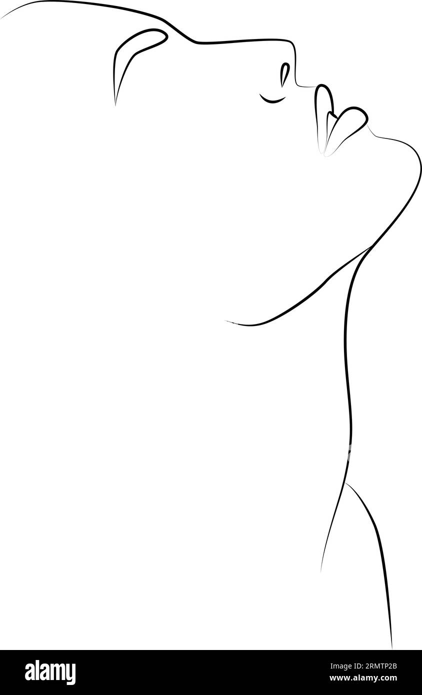 Portrait along the lines. Abstract artistic drawing of a woman's face ...