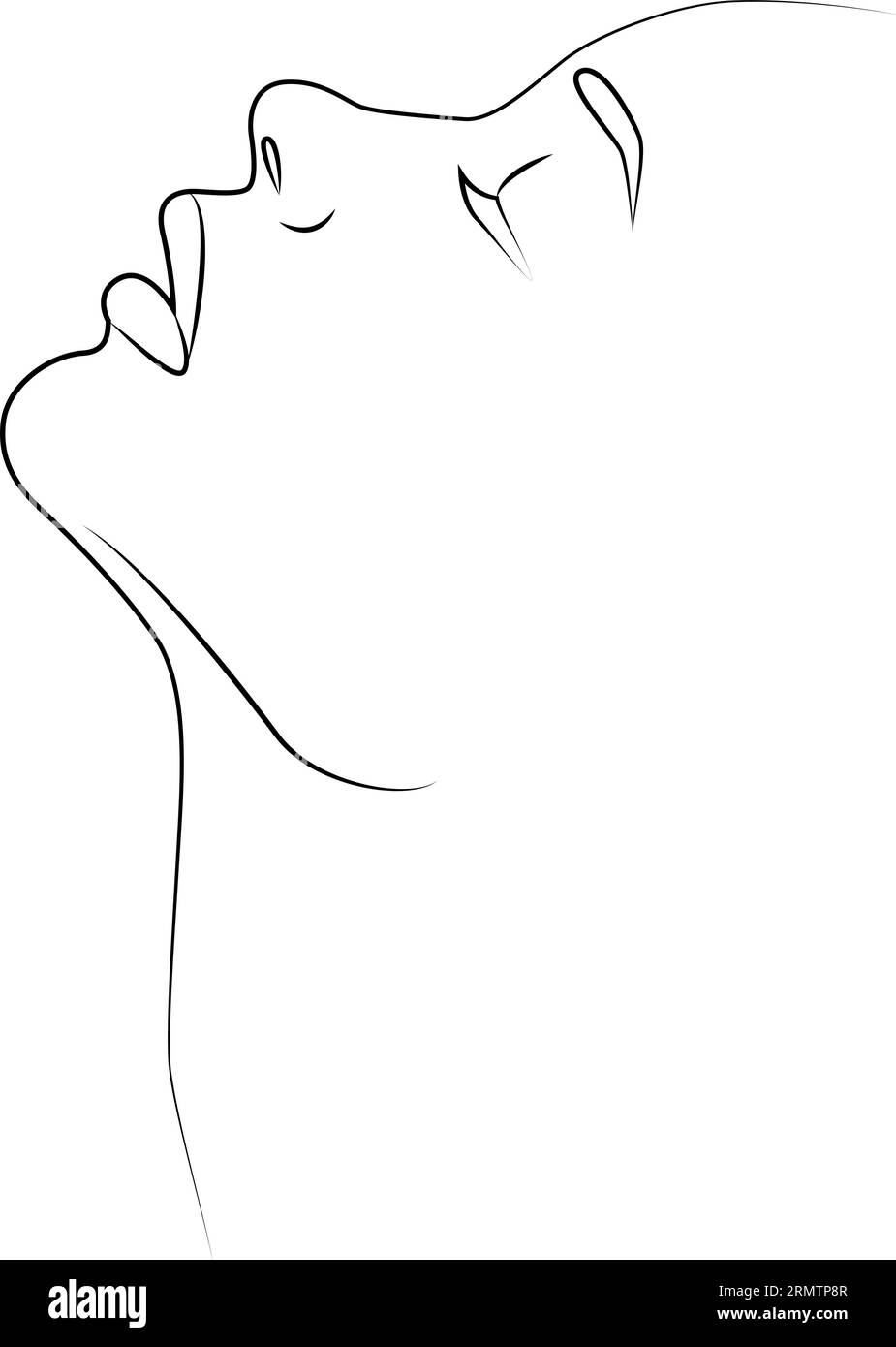 Portrait along the lines. The silhouette of a woman's face is drawn in ...
