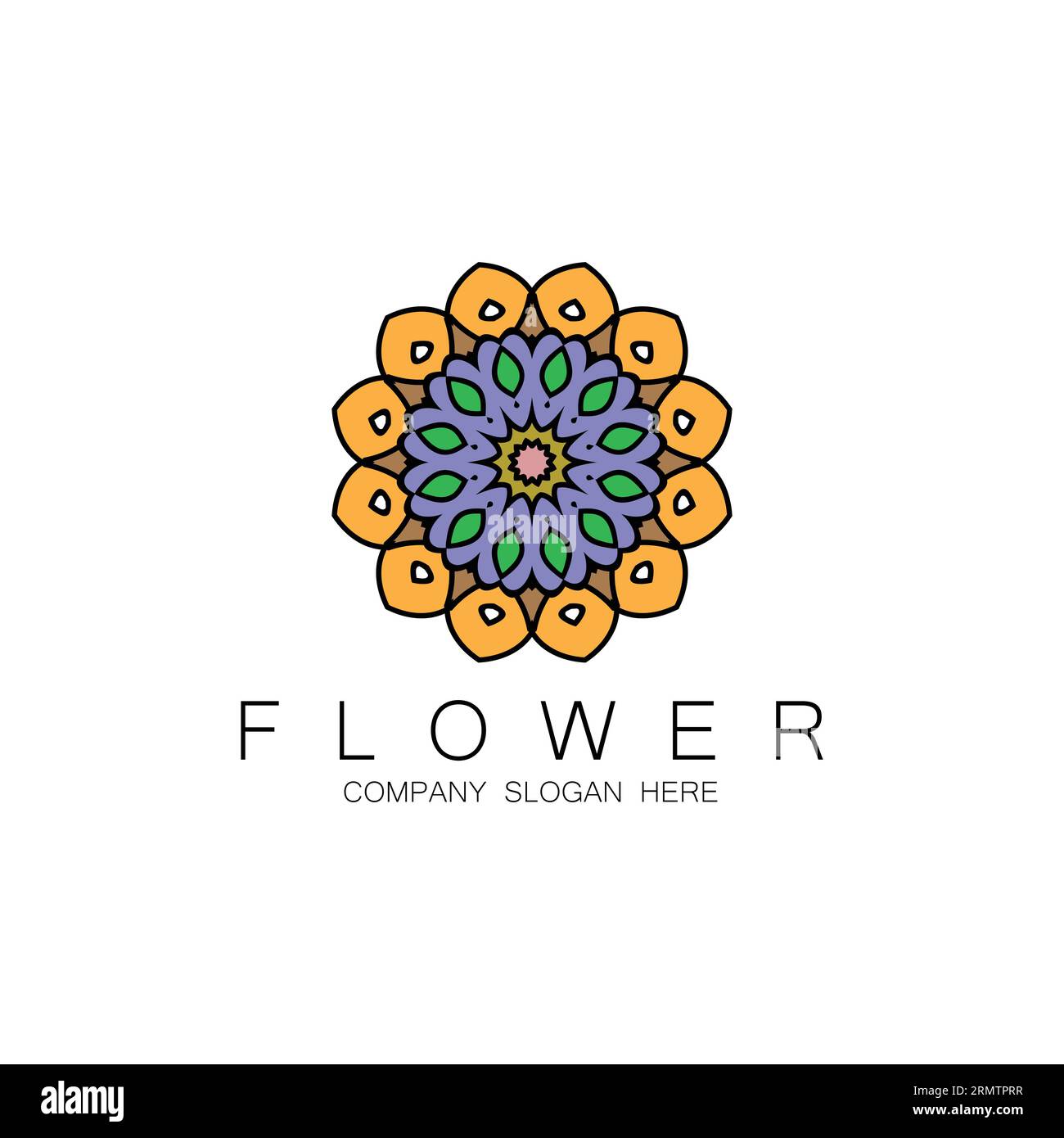 Floral Logo Design, Mandala Art Vector, For Company Brand, Banner Sticker, Or Product Stock Vector
