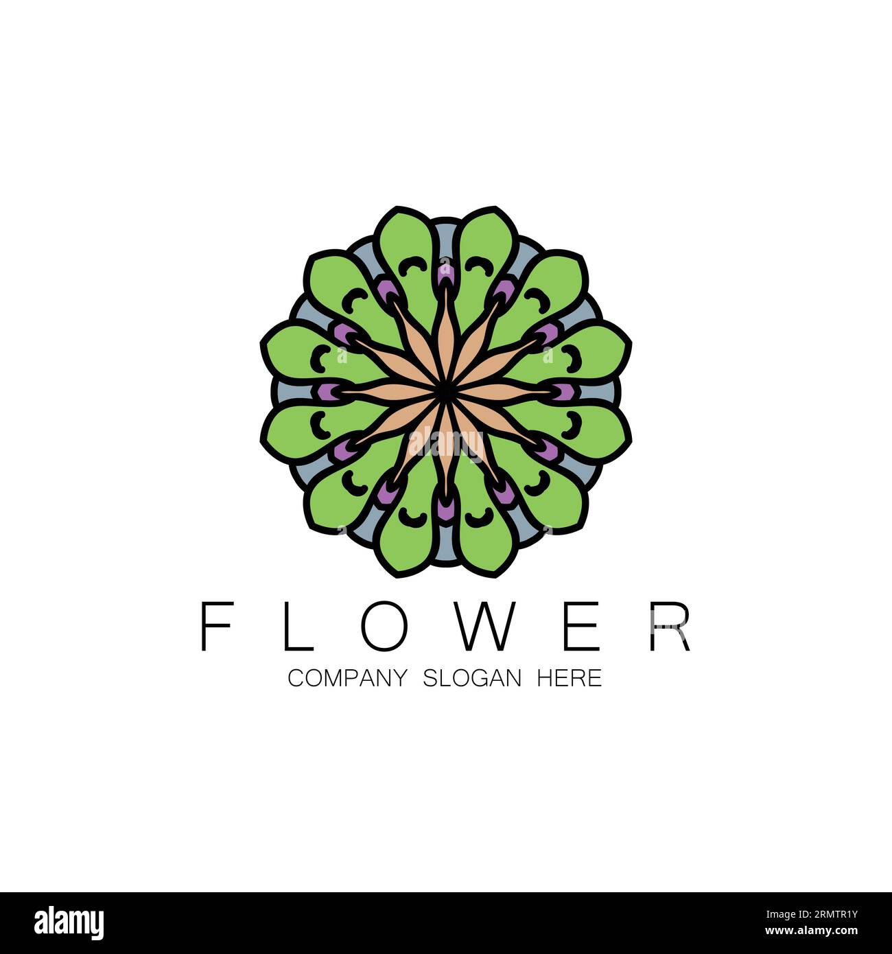 Floral Logo Design, Mandala Art Vector, For Company Brand, Banner Sticker, Or Product Stock Vector