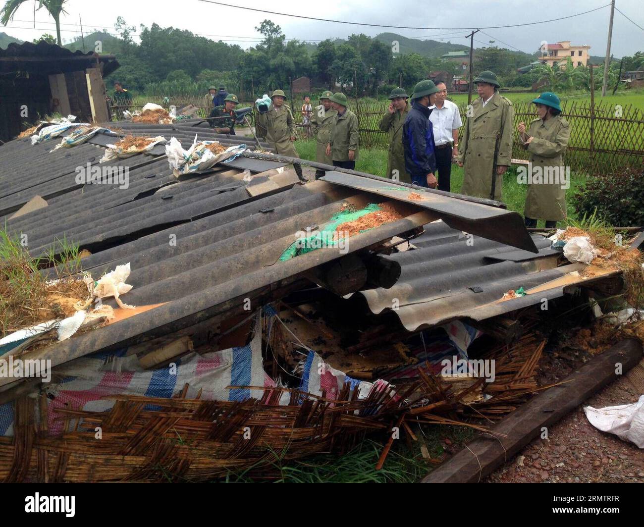 (140917) -- HANOI, Sept. 17, 2014 -- Photo taken on Sept. 17, 2014 shows a house destroyed by Typhoon Kalmaegi in Quang Ninh Province, Vietnam. It is believed that a total of seven people died in the Typhoon Kalmaegi, said the country s National Committee for Search and Rescue. ) VIETNAM-HANOI-TYPHOON-DAMAGE VNA PUBLICATIONxNOTxINxCHN   Hanoi Sept 17 2014 Photo Taken ON Sept 17 2014 Shows a House destroyed by Typhoon  in Quang Ninh Province Vietnam IT IS believed Thatcher a total of Seven Celebrities died in The Typhoon  Said The Country S National Committee for Search and Rescue Vietnam Hanoi Stock Photo