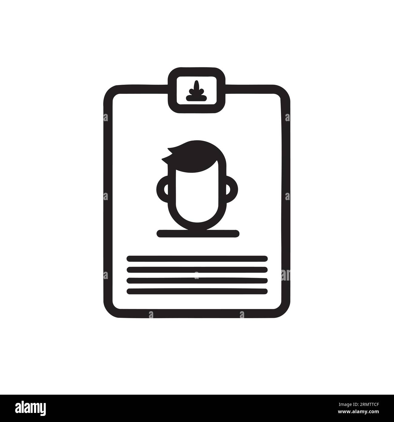 Identification card icon. Black and white illustration Stock Vector