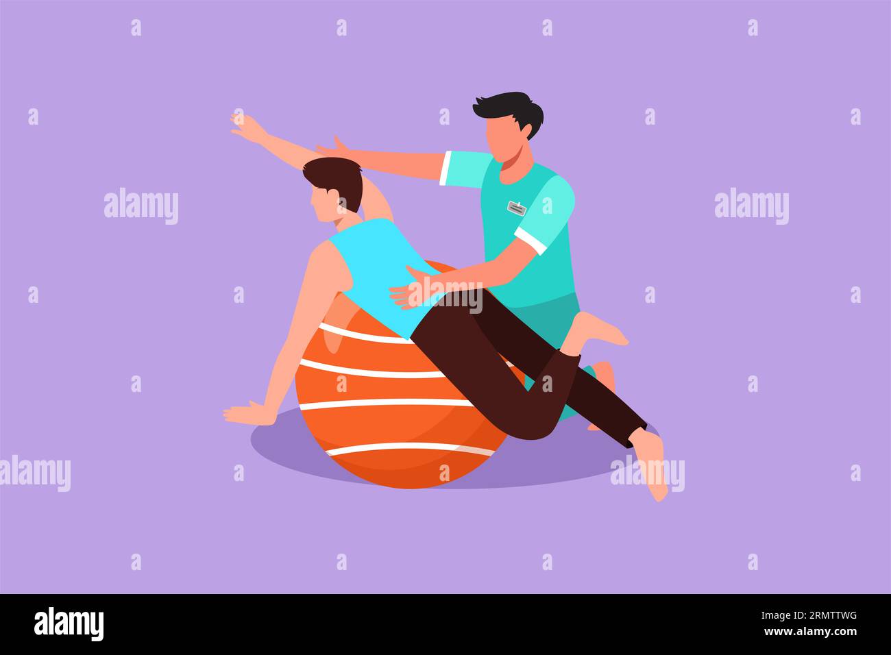 Cartoon Flat Style Draw Physiotherapy Rehabilitation Isometric