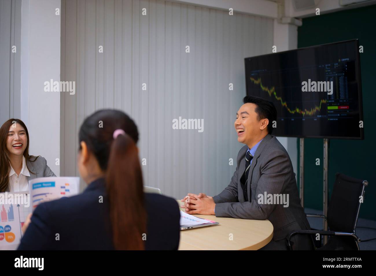 Employees are meeting at office. White collar worker concept. Stock Photo