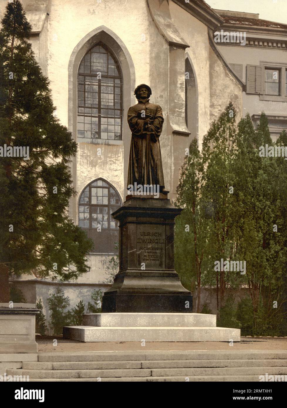 Denkmal des Ulrich Zwingli in Zürich, Schweiz, 1896, Historisch ...