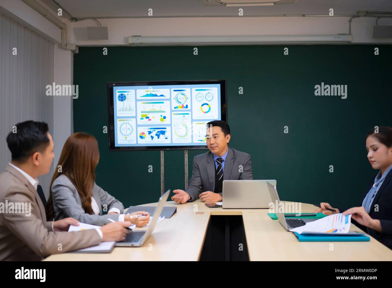 Employees are meeting at office. White collar worker concept. Stock Photo
