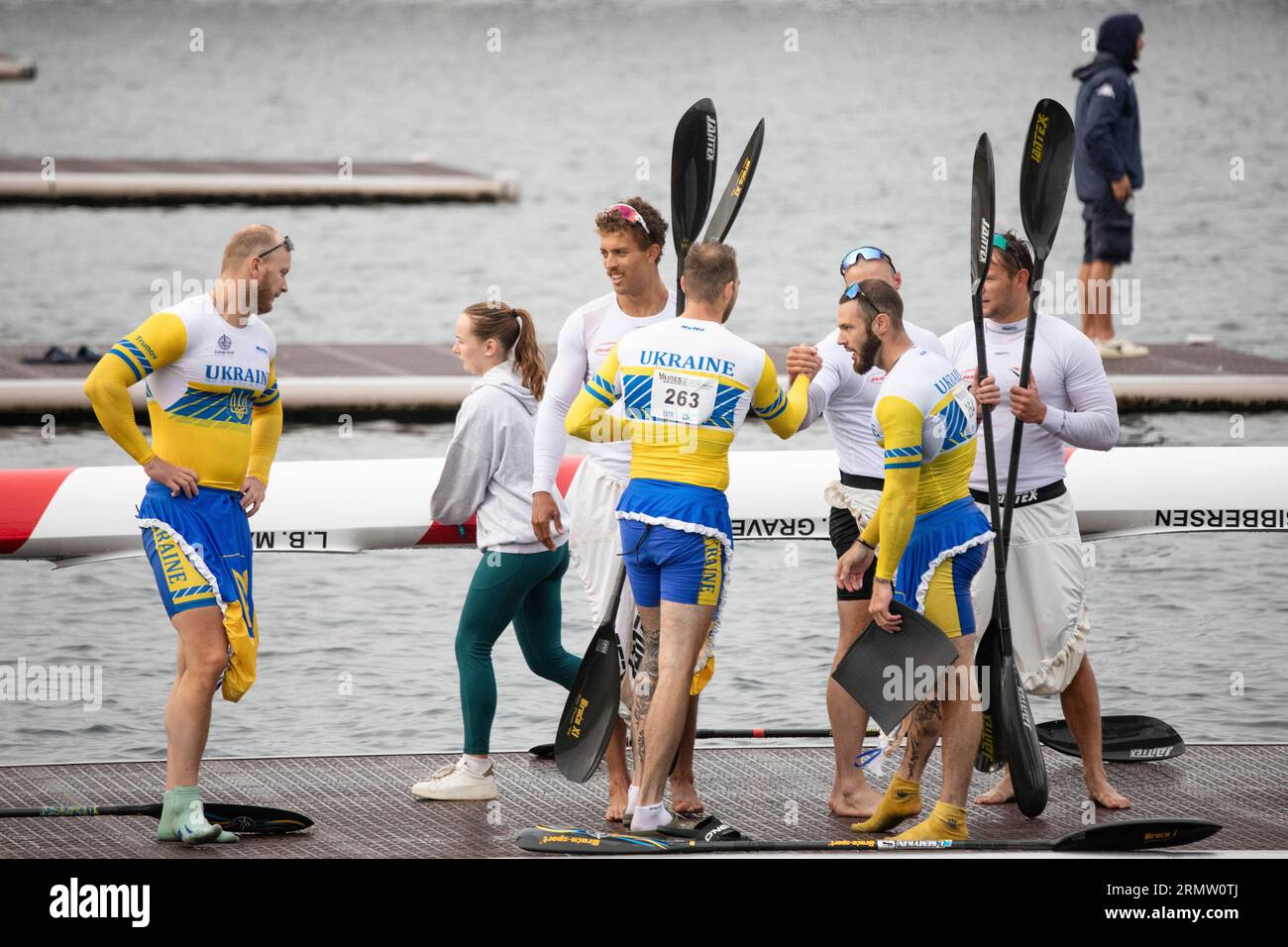 The Ukrainian Canoe team at the 2023 ICF Canoe Sprint World Cup Paris