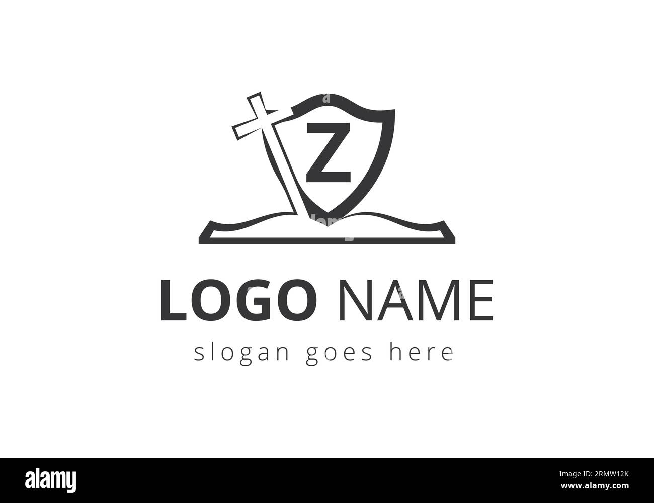 Church logo With Z Letter Concept. Christian sign symbols. The cross of Jesus logo for christian church Stock Vector