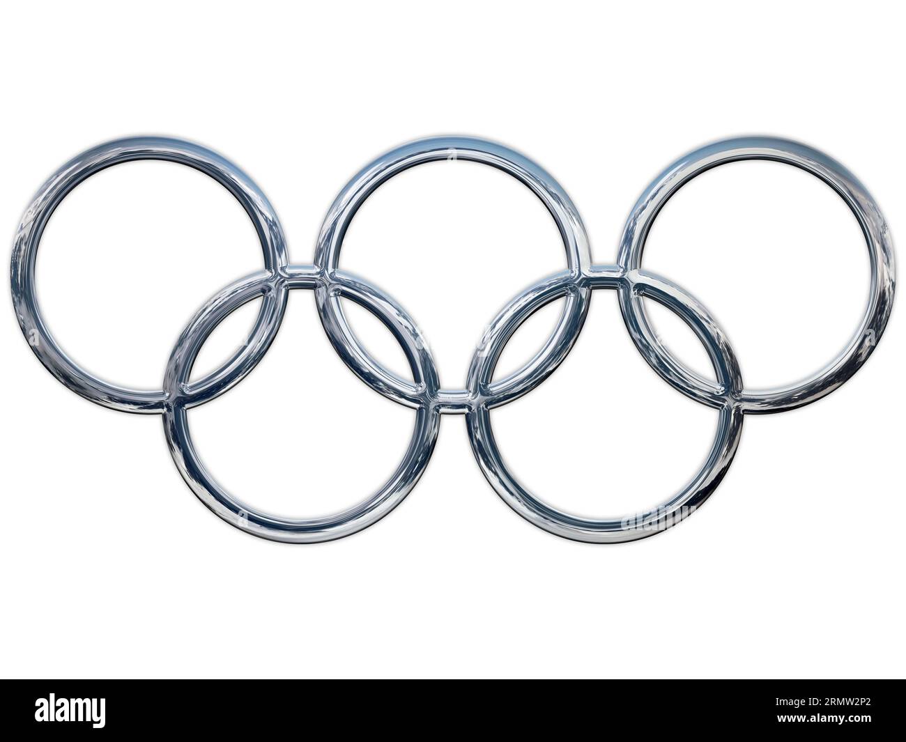 Paris, France, year 2024, Olympic symbol in silver color metallic