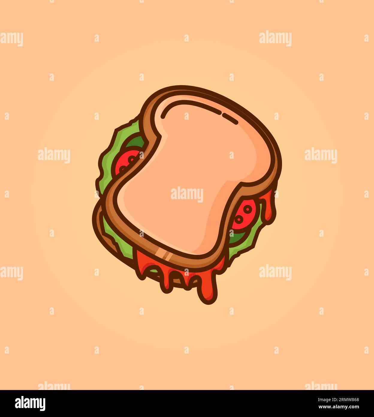 Sandwich Cartoon Vector Icon Illustration. Breakfast Food Icon Concept