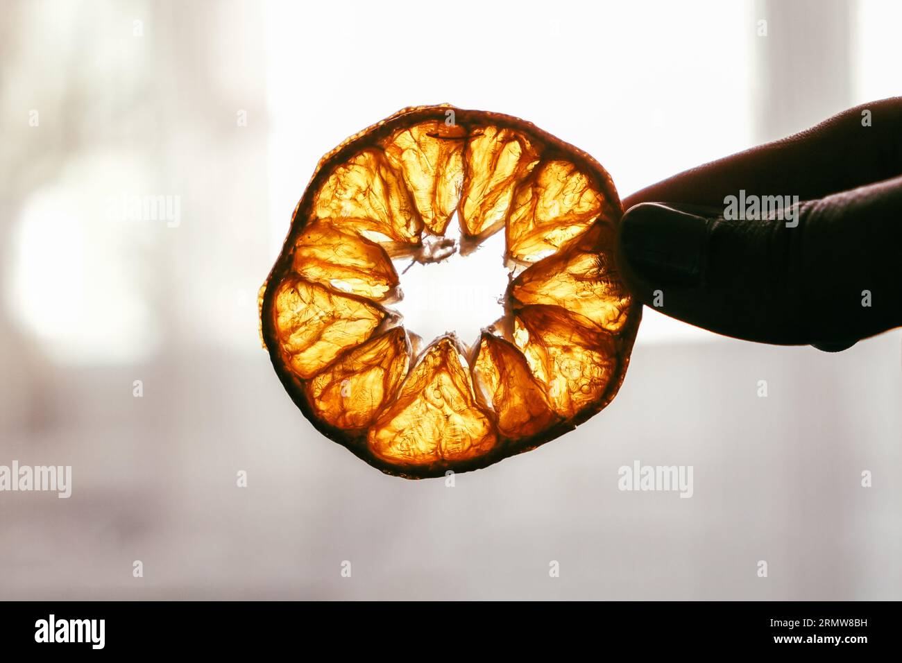 Dried orange slices. Dry citrus. Tangerine or mandarin fruits Stock