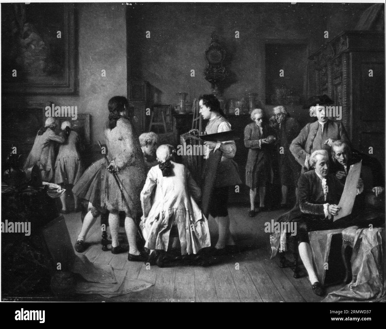 Het bezoek bij een schilder 1859 by Eugène Fichel Stock Photo