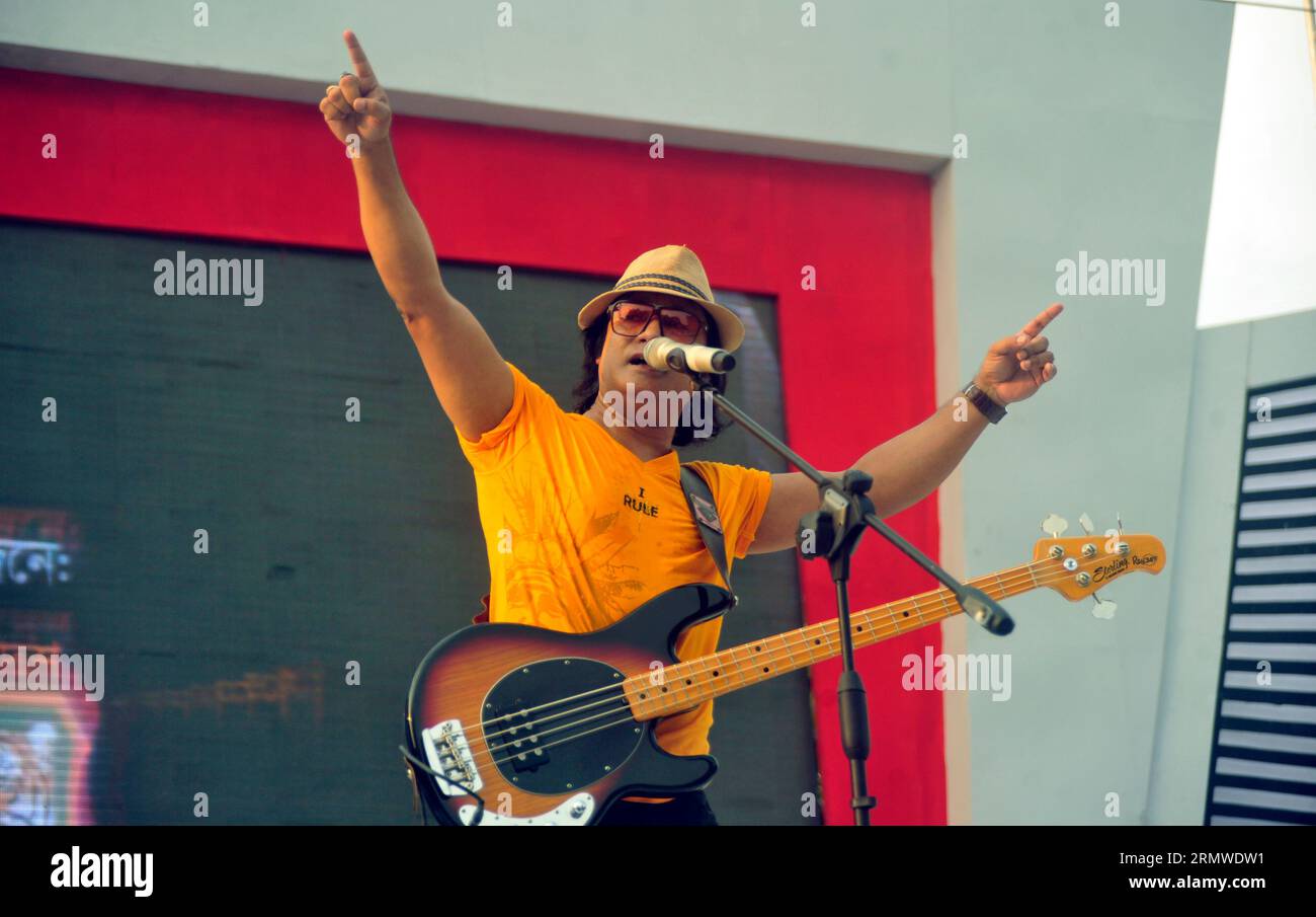 Shafin Ahmed, Miles band bass guitarist and vocal performs during the