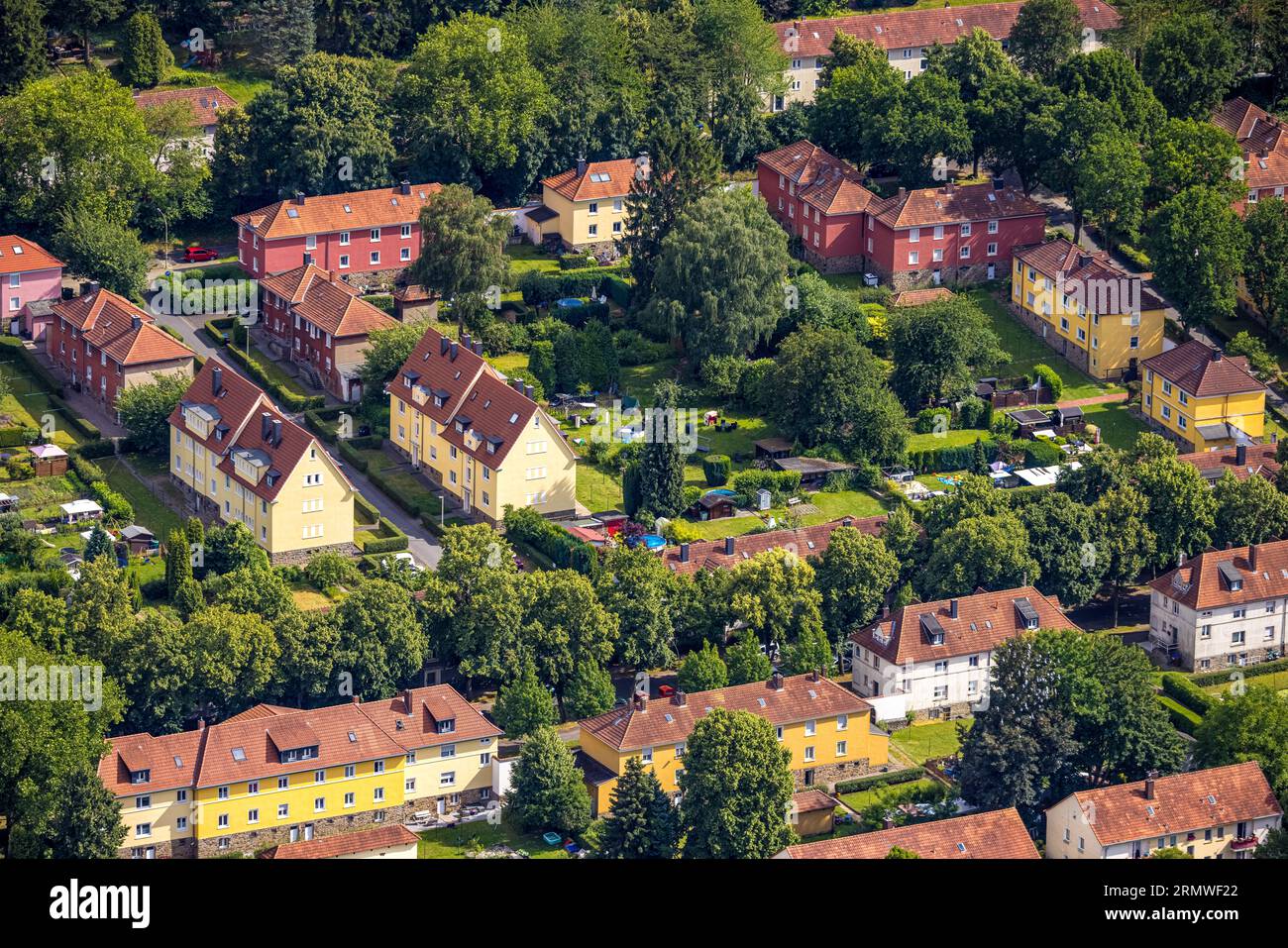, Witten, Ruhr Area, North Rhine-Westphalia, Germany, Ruhr area, DE, Europe, Aerial view, birds-eyes view, Aerial photography, overview, Overview, Bir Stock Photo