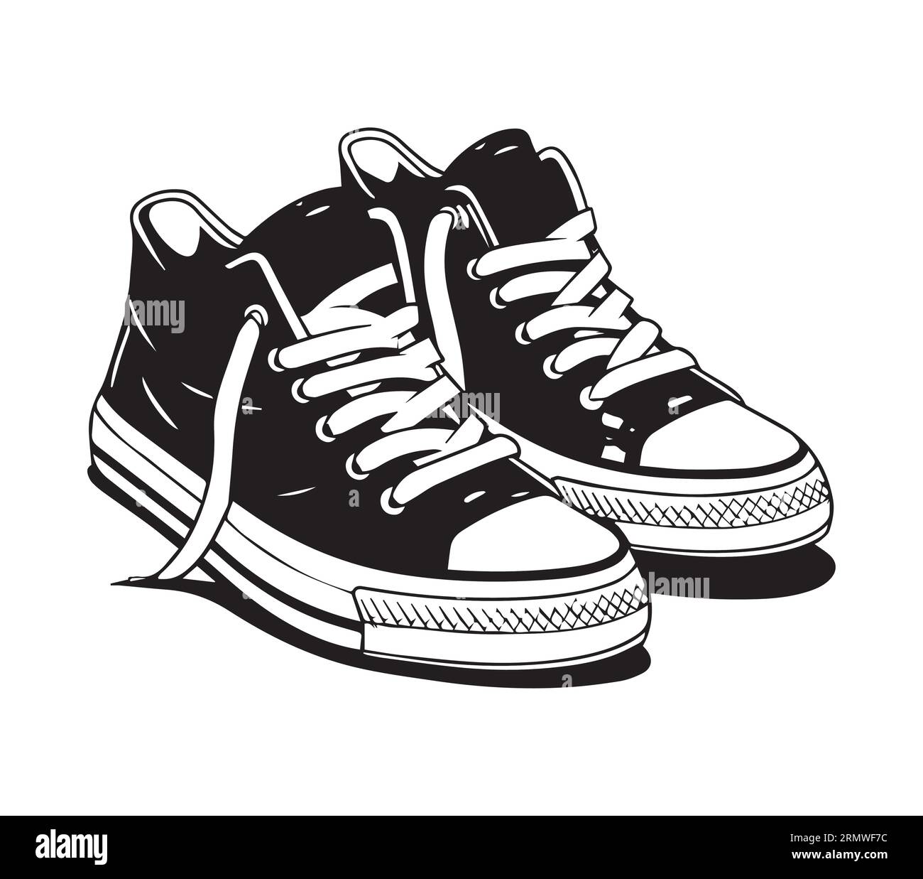 vector illustration of black and white sneakers Stock Vector Image ...